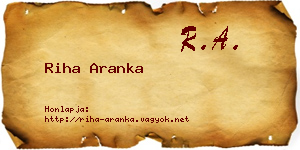 Riha Aranka névjegykártya